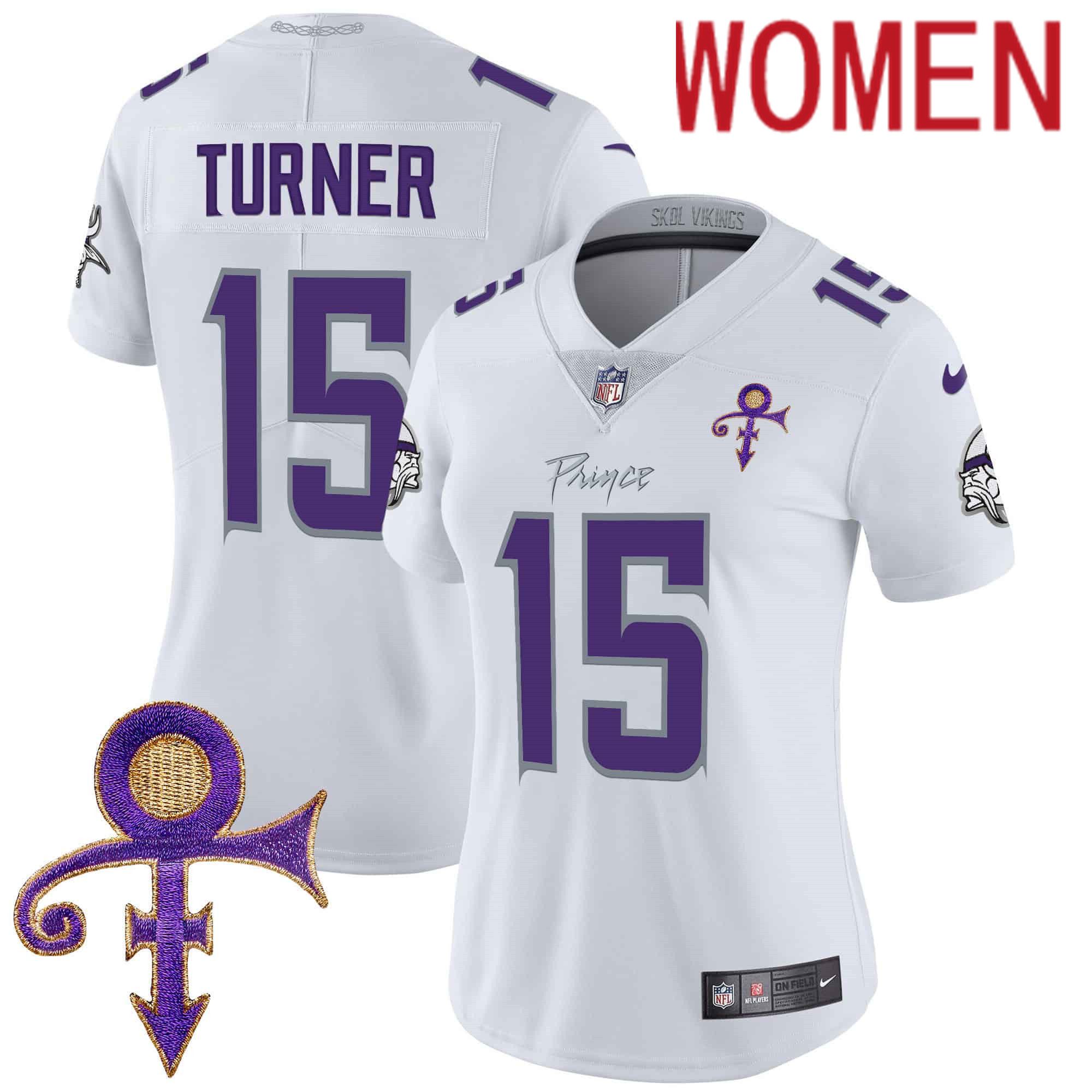 Women Minnesota Vikings #15 Turner White 2024 Nike Prince Vapor Limited NFL Jersey